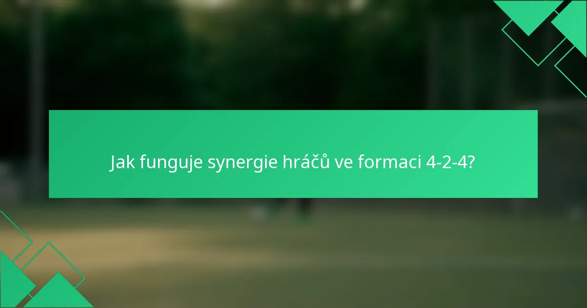 Jak funguje synergie hráčů ve formaci 4-2-4?