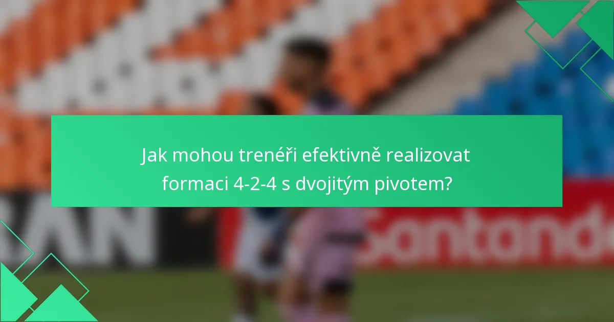 Jak mohou trenéři efektivně realizovat formaci 4-2-4 s dvojitým pivotem?