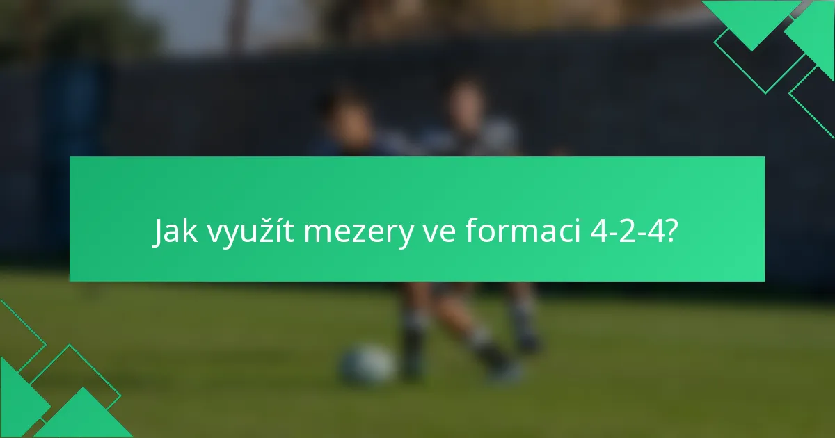 Jak využít mezery ve formaci 4-2-4?